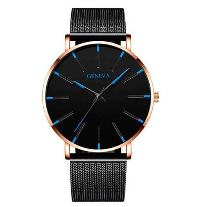 GENEVA | Montre d'affaires ultra-mince pour hommes – sobre, professionnelle et légère