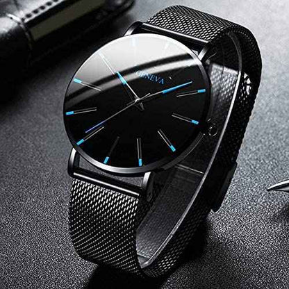 GENEVA | Montre d'affaires ultra-mince pour hommes – sobre, professionnelle et légère