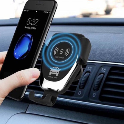 Universal Wireless Qi Fast Charging Air Vent Phone Holder Black
