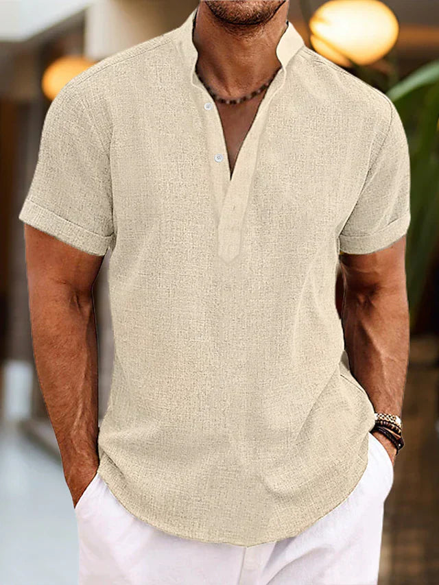 Herren Casual Sommer Henley Shirt | Kurzarm