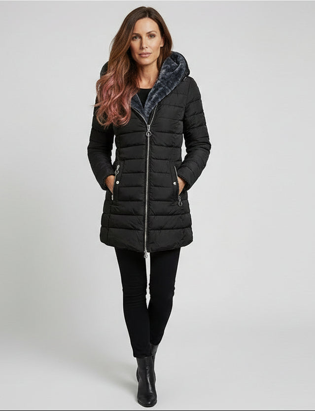 ELVIRA | ELEGANTER MANTEL MIT OVERSIZE-KAPUZE