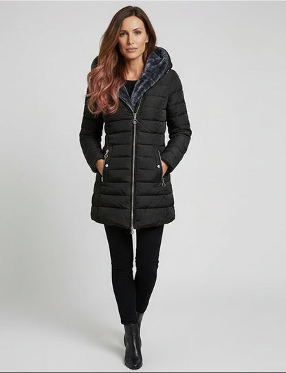 ELVIRA | ELEGANTER MANTEL MIT OVERSIZE-KAPUZE