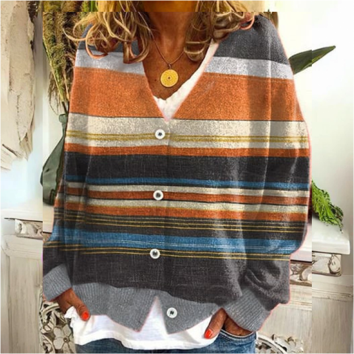 Damen Floral Strickcardigan | Mit Knopfleiste