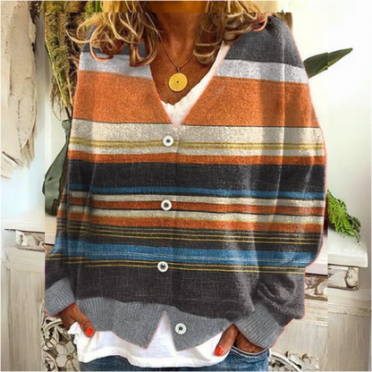 Damen Floral Strickcardigan | Mit Knopfleiste