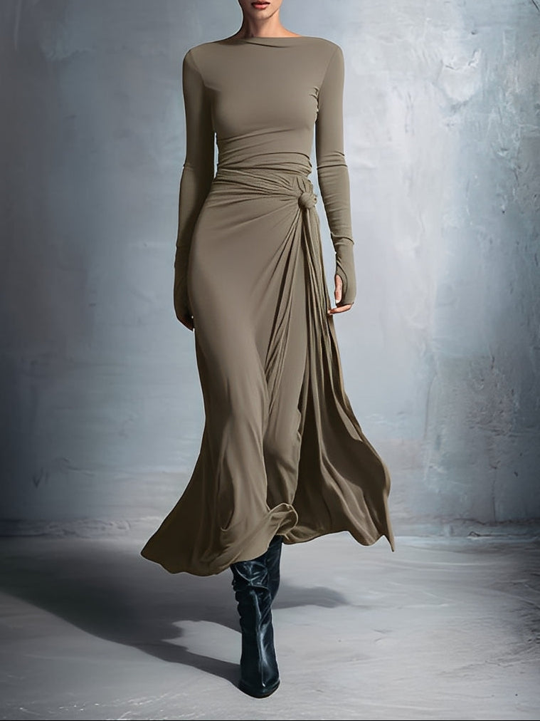 Elżbieta - Elegancka sukienka maxi drapowana