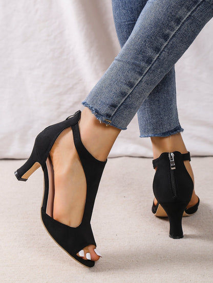 Escarpins orthopédiques à bout ouvert pour femmes – Élégants talons carrés confortables en daim avec soutien de la voûte plantaire