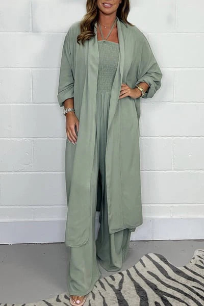 Valentina Fashionable Women's 2-Piece Wide Leg Backless Strappy Pants Set - full length view