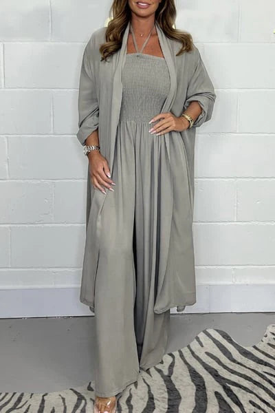 Valentina Fashionable Women's 2-Piece Wide Leg Backless Strappy Pants Set - styled outfit view