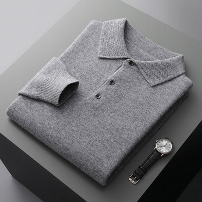 Malrik | Kasjmier polo voor heren – Premium zacht gebreid shirt, lange mouwen, klassieke luxe stijl