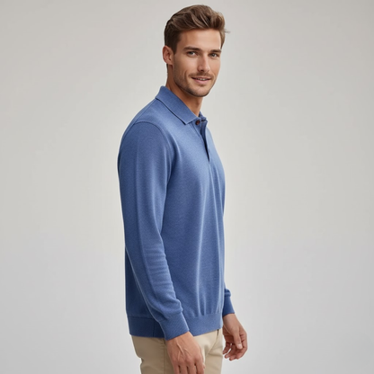 Malrik | Kasjmier polo voor heren – Premium zacht gebreid shirt, lange mouwen, klassieke luxe stijl