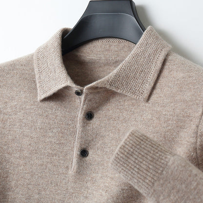 Malrik | Kasjmier polo voor heren – Premium zacht gebreid shirt, lange mouwen, klassieke luxe stijl
