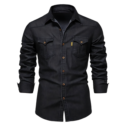 Camicia in denim di cotone da uomo