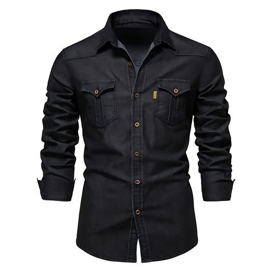 Camicia in denim di cotone da uomo
