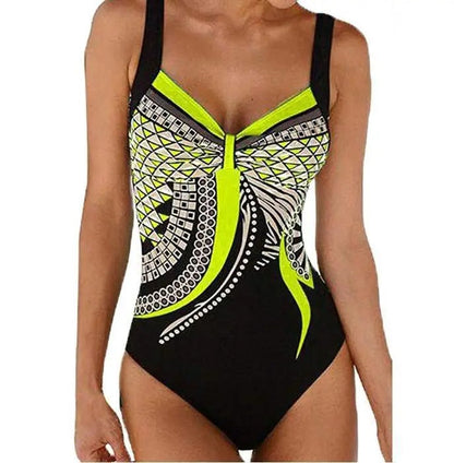 Eleganter Badeanzug für Damen – Figurformendes Design mit Print & V-Ausschnitt