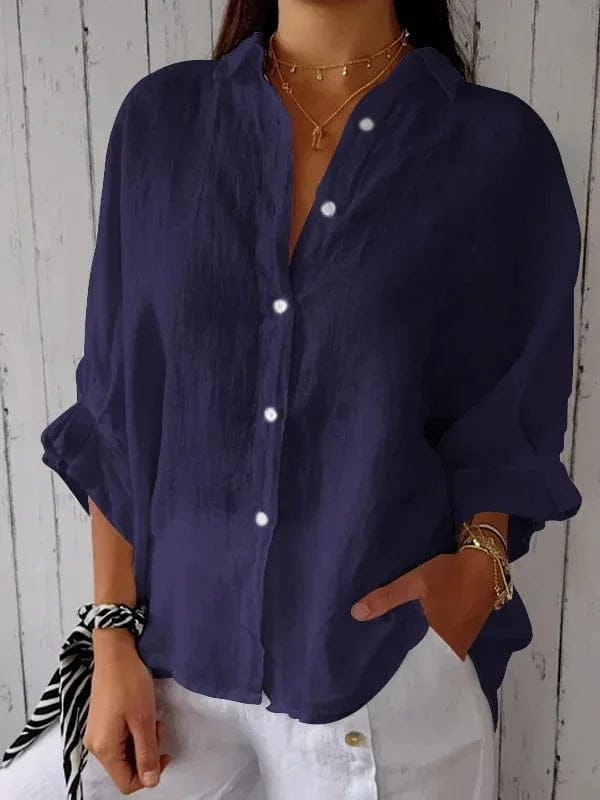 Matilda - Relaxed Button-Up Long Sleeve Linen Shirt
