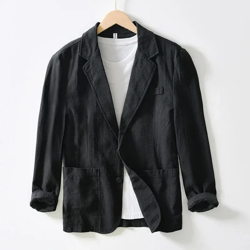Men's Linen Blazer Lightweight Suit Jacket Slim Fit Smart Casual Sport Coat