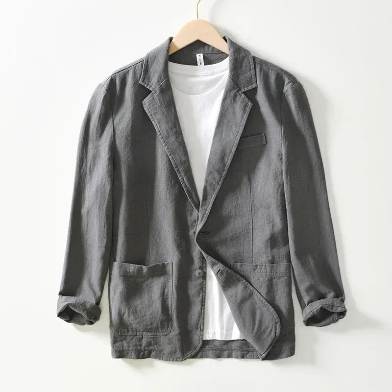 Men's Linen Blazer Lightweight Suit Jacket Slim Fit Smart Casual Sport Coat