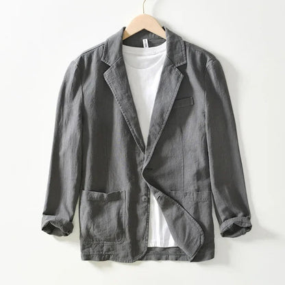 Men's Linen Blazer Lightweight Suit Jacket Slim Fit Smart Casual Sport Coat