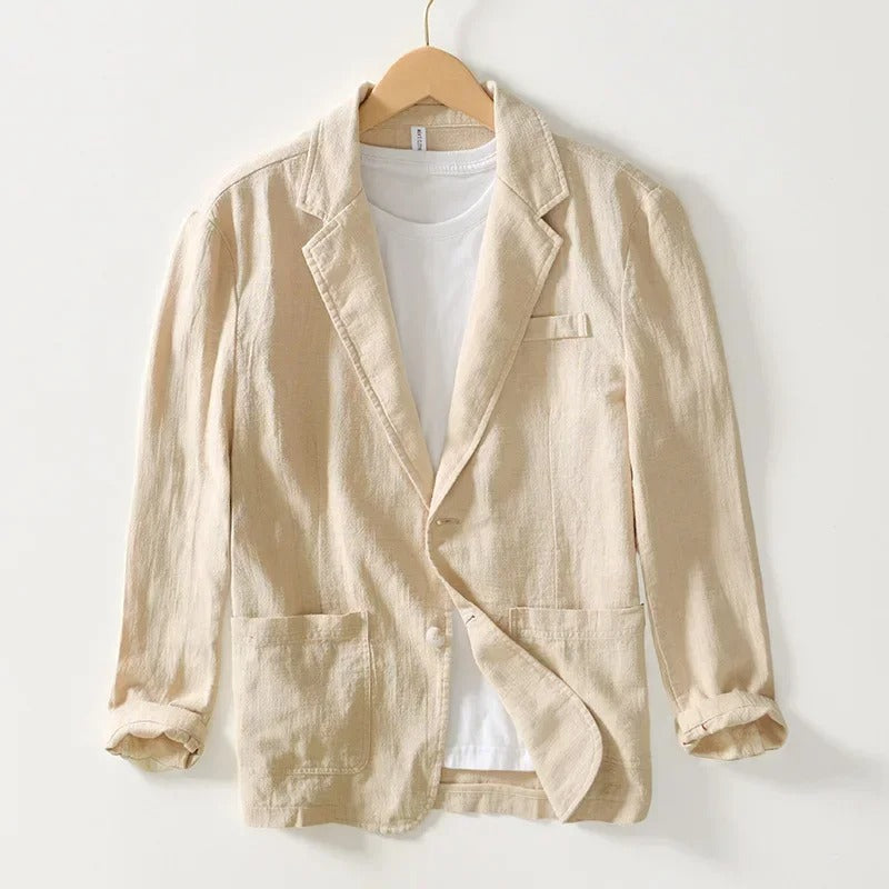 Men's Linen Blazer Lightweight Suit Jacket Slim Fit Smart Casual Sport Coat