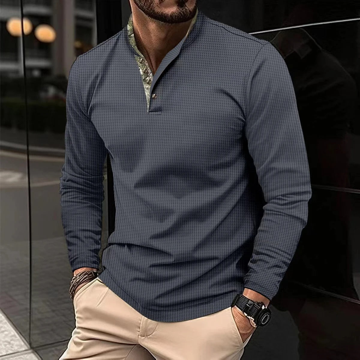 Polo a maniche lunghe premium da uomo – Elegante camicia con collo alto
