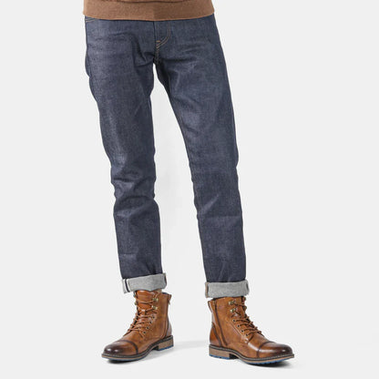 Men’s Retro Leather Ankle Boots | Zip & Lace Fastening | Rugged Style with Metal Accents