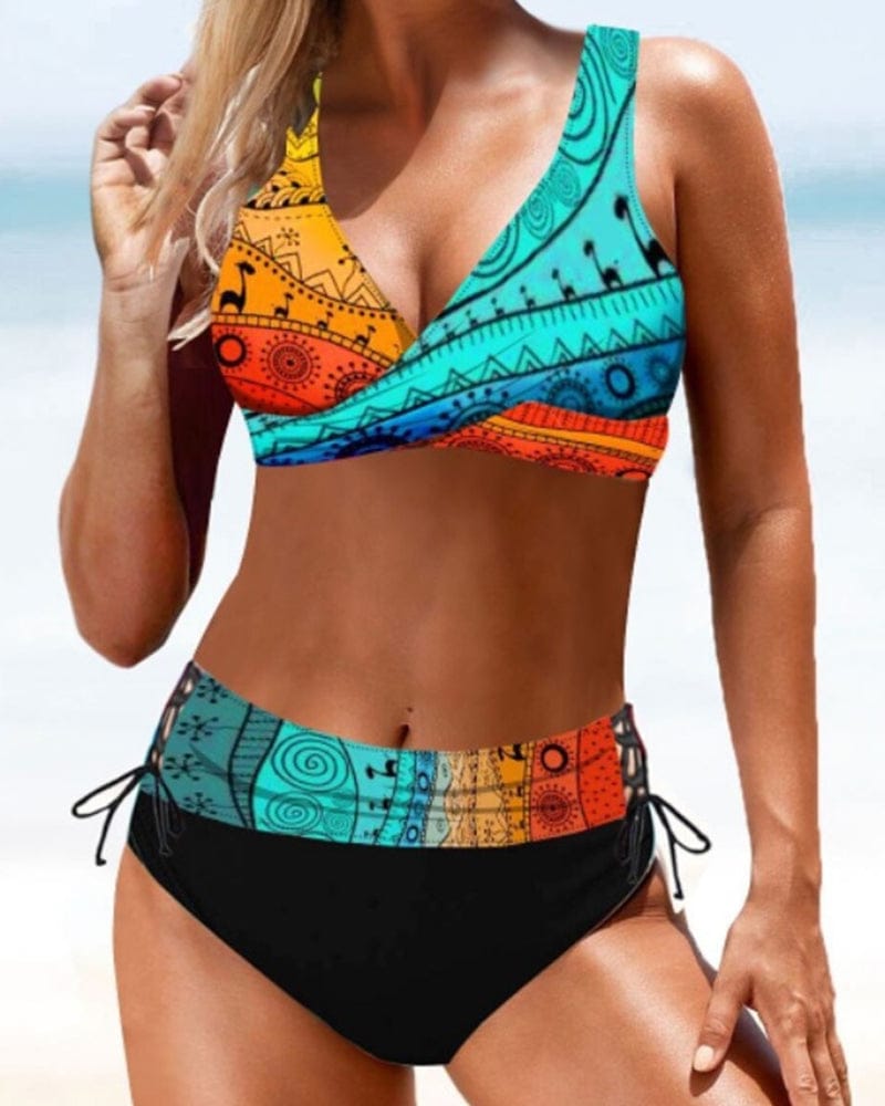 Velira Mėlyna/Oranžinė / XS Sara™ | Linksmas ir spalvingas bikini
