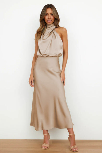 Aukje - Elegante Vestido Largo Sin Mangas De Satén