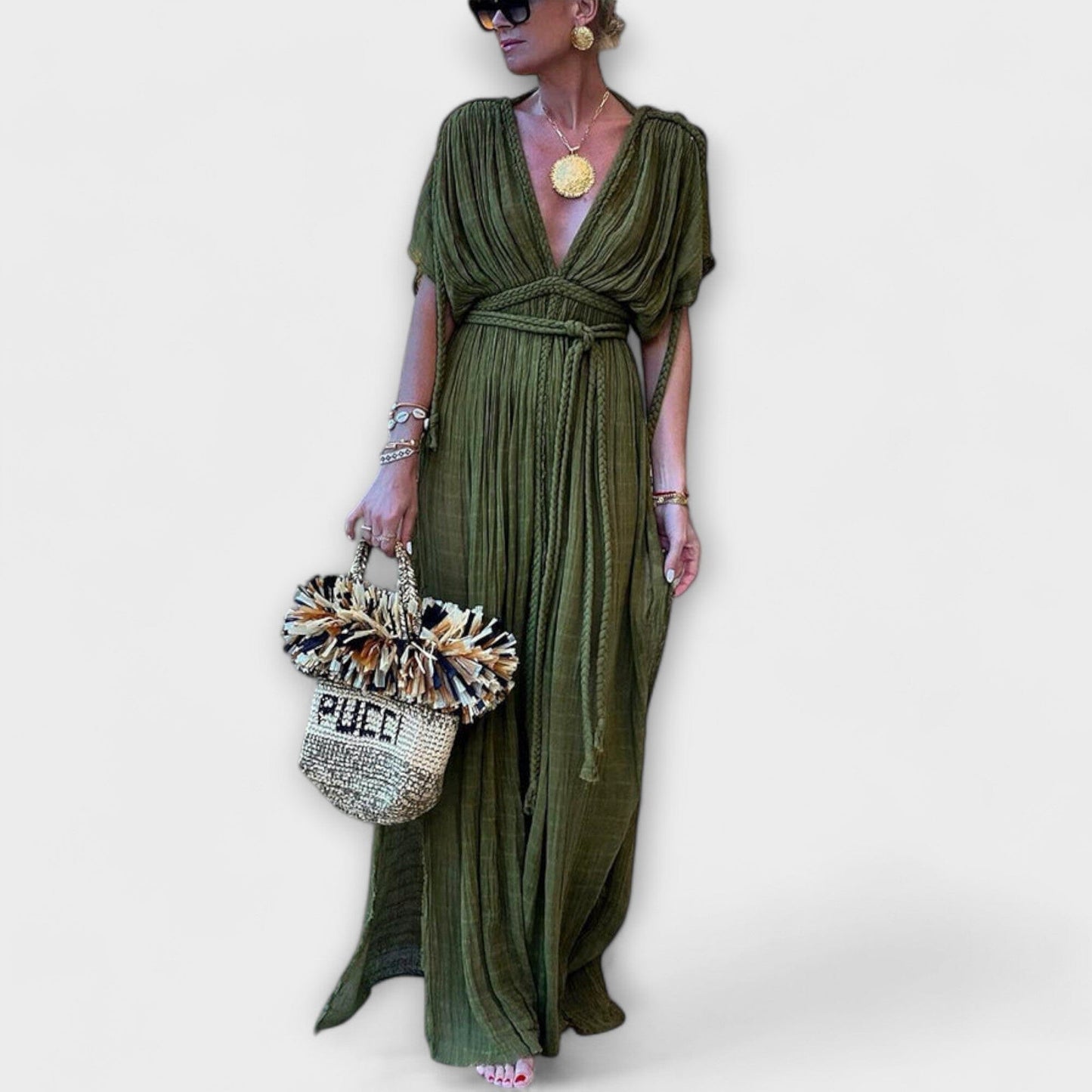 Valentina – Vestido Largo Estilo Kimono que Realza Tu Elegancia Griega