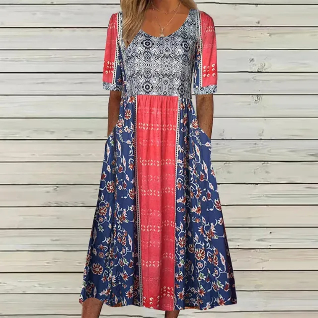 Victoria | Damen Leichtes Feminines Midikleid Boho Sommer