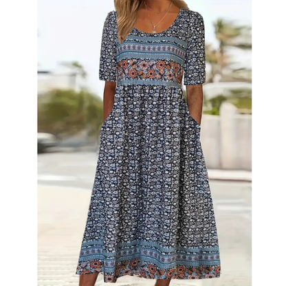 Victoria | Damen Leichtes Feminines Midikleid Boho Sommer