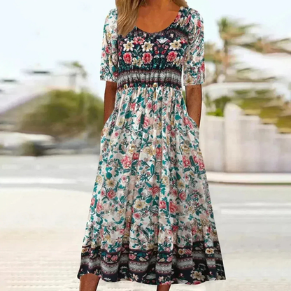 Victoria | Damen Leichtes Feminines Midikleid Boho Sommer