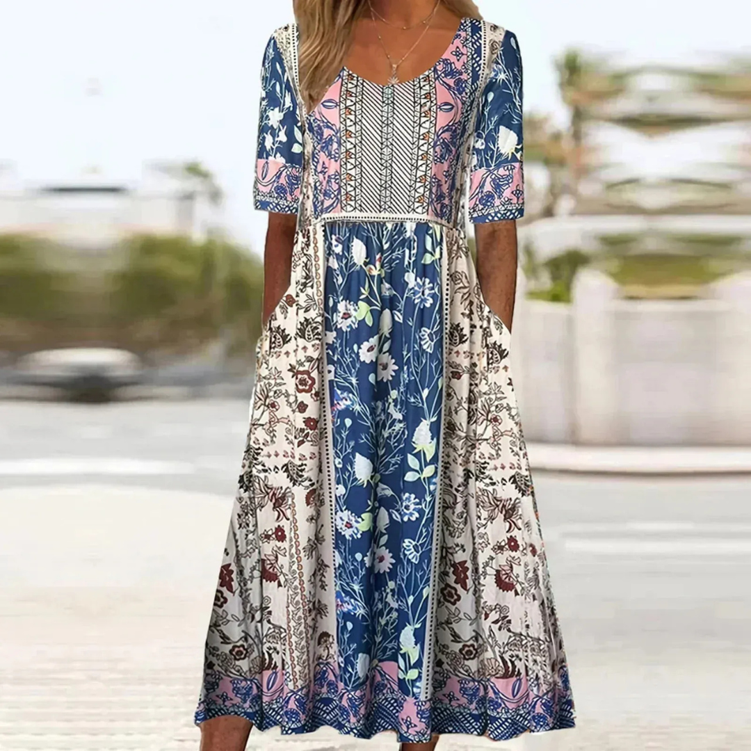 Victoria | Damen Leichtes Feminines Midikleid Boho Sommer