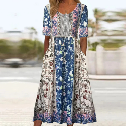 Victoria | Damen Leichtes Feminines Midikleid Boho Sommer