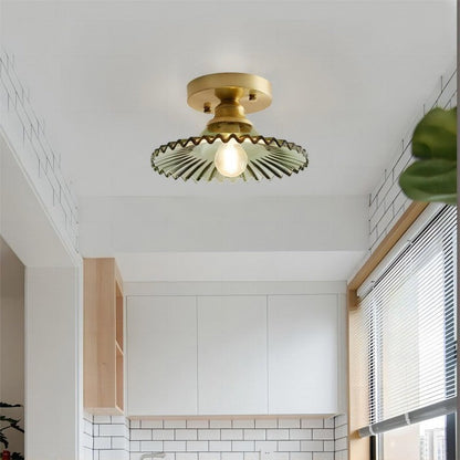 Vintage Plafondlamp van Ribbelglas-light decor-De Bazelaar