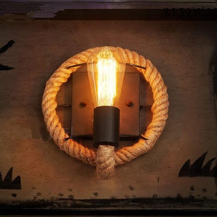 Vintage Lampa Ścienna z Liny - RusticRope-Okrągły-Trend Polska
