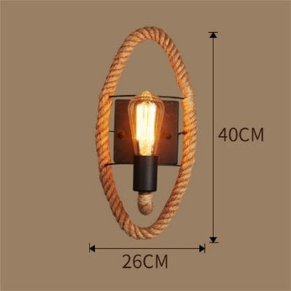 Vintage Lampa Ścienna z Liny - RusticRope-Okrągły-Trend Polska