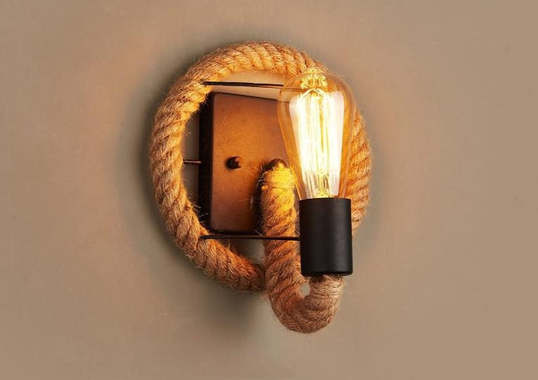Vintage Lampa Ścienna z Liny - RusticRope-Okrągły-Trend Polska