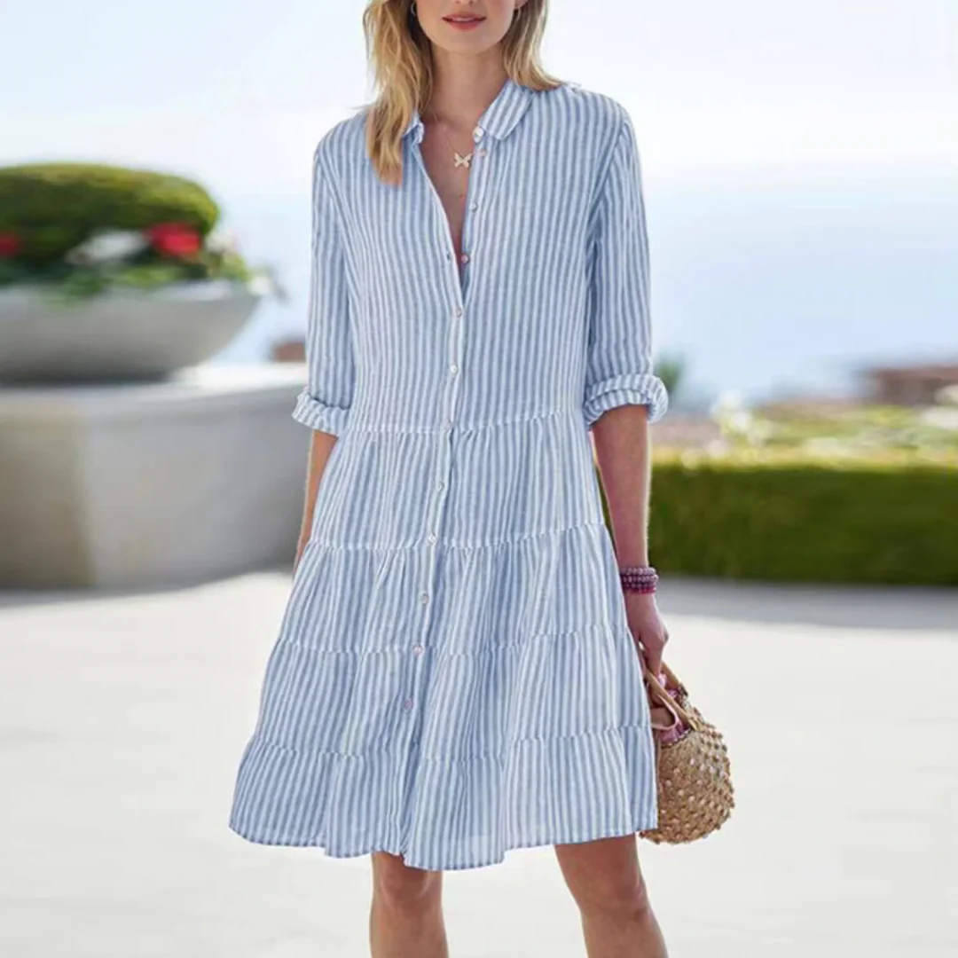 Vivien | Damen Kleid Mini Streifen Leichter Stil