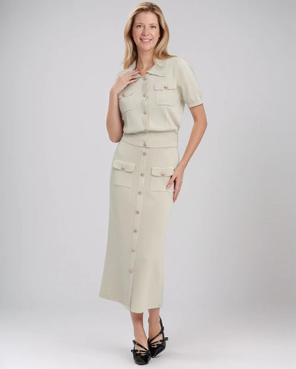 Wanda Cutino Elegant Autumn Dress - waist and silhouette detail