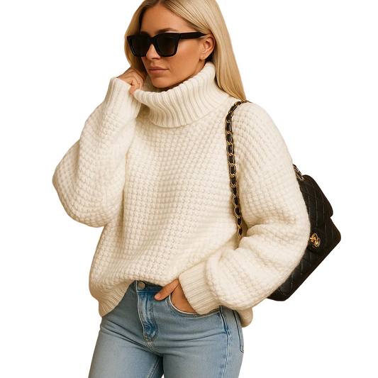 Loraine Pull Col Roulé Femme Tricoté – Coupe Relax & Chaleur Respirante Intemporelle