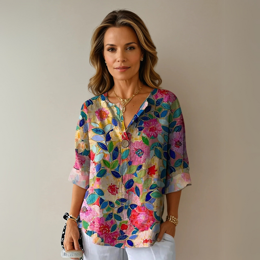 Damenbluse mit Blumenmuster und langen Ärmeln