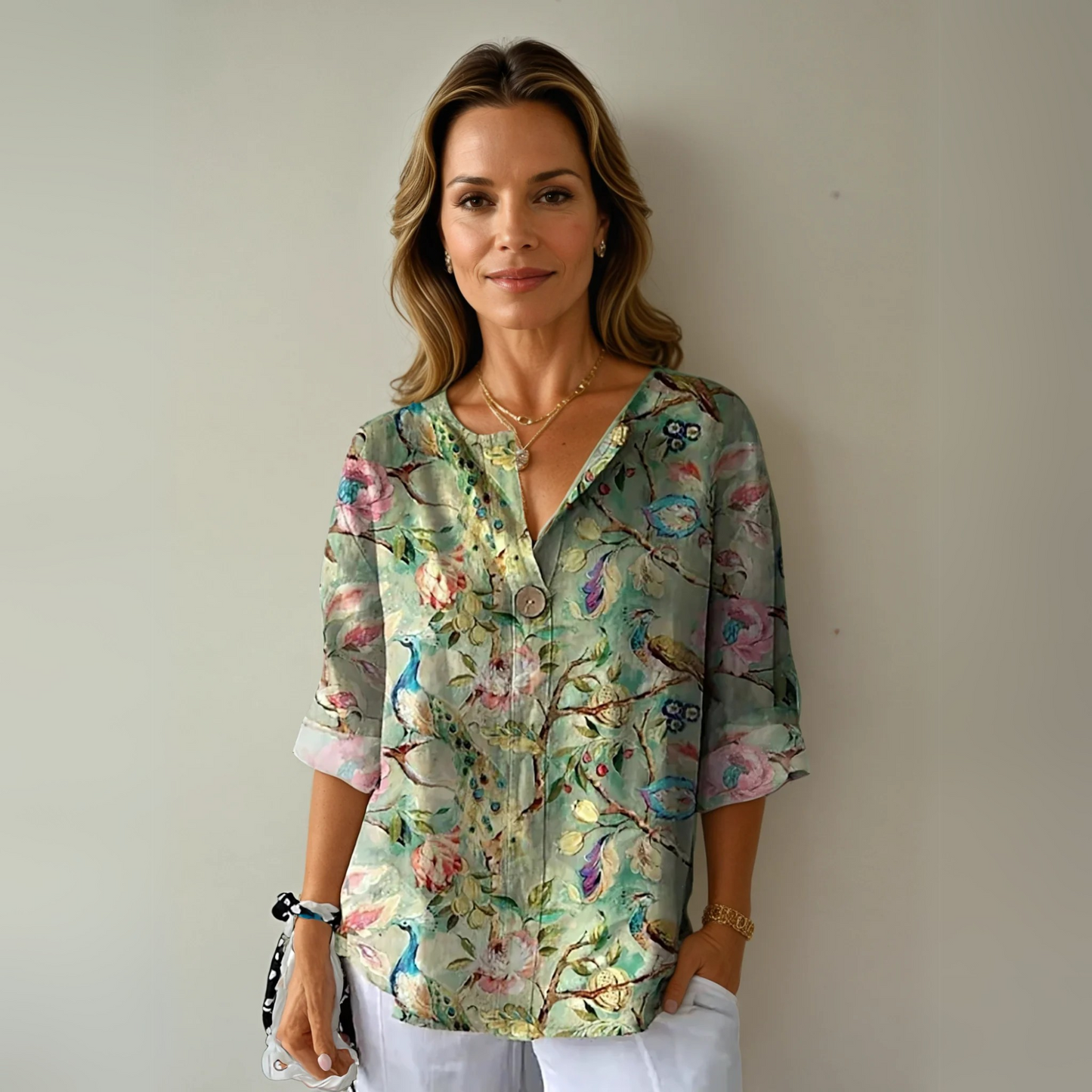 Damenbluse mit Blumenmuster und langen Ärmeln