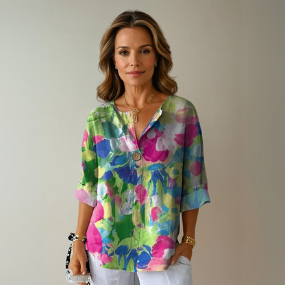 Damenbluse mit Blumenmuster und langen Ärmeln