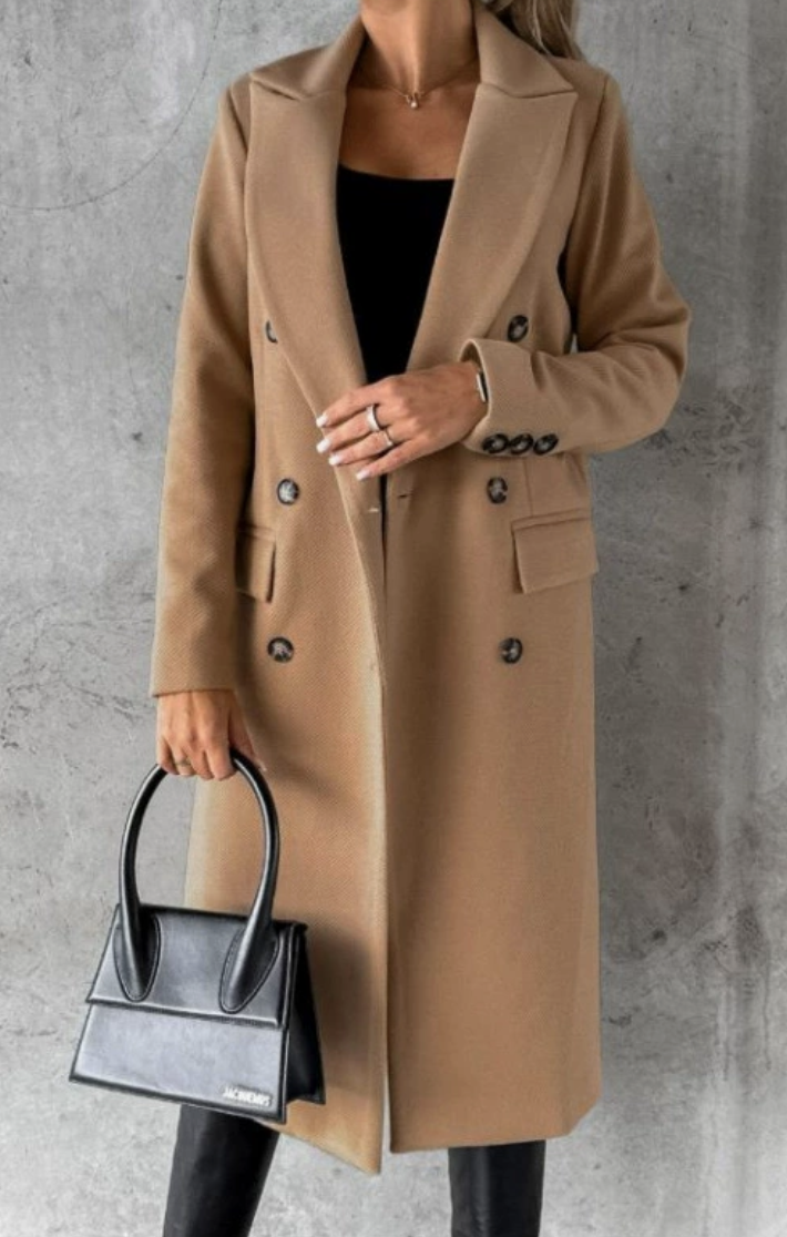 Elena Prestige | Longline Double-Breasted Coat – Lumina