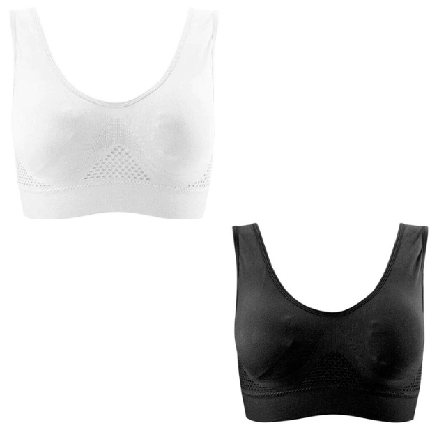 Soutiens-gorge sans couture noir et blanc, confortables, design minimaliste, parfaits pour le sport et le quotidien. Lingerie féminine moderne.