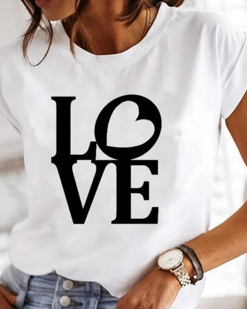 Weißes Damen T-Shirt mit Print für den Sommer | Kurzarm
