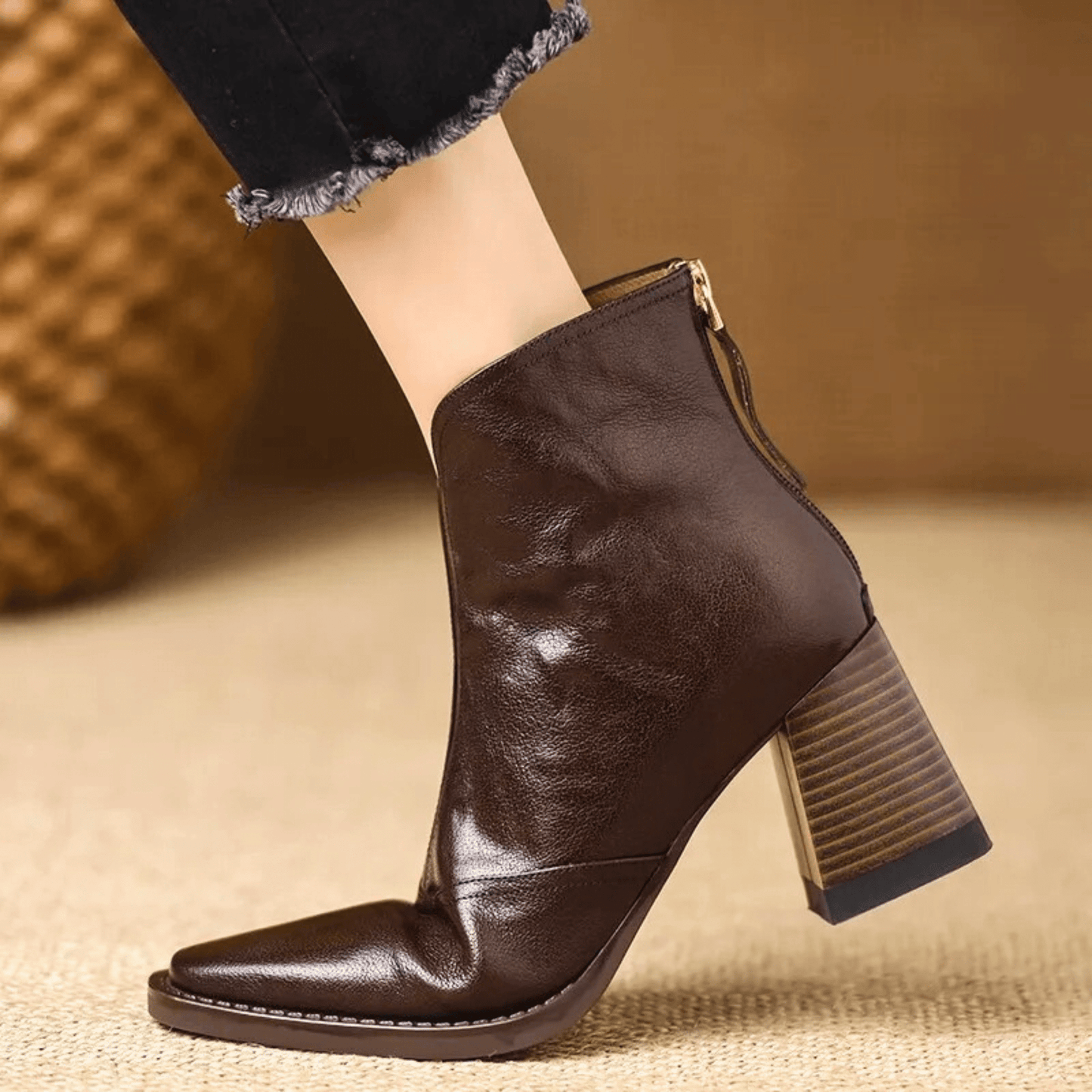 Ella - Mid Heel Zip Minimal Boots