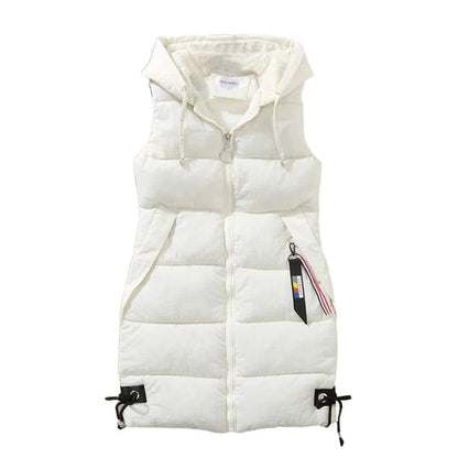 Liora - Veste chic à capuche sans manches avec poches zippées