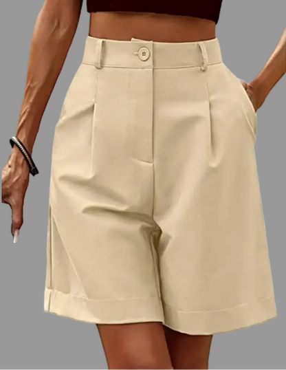 Short ample à taille haute et coupe ajustée pour femme