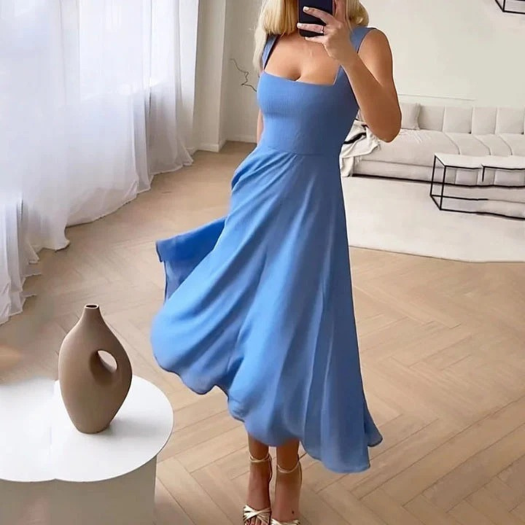 Wilma | Damen Midi Kleid Für Hochzeitsgast Mit Gerader Form